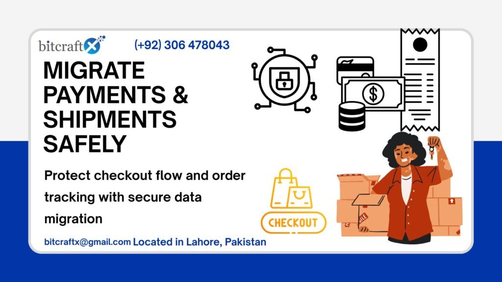 Website development services: secure migration of payment info & shipment IDs for seamless ecommerce checkout.